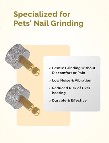 Dog Nail Grinder Replacement Heads 4Pcs- 2*Hard 40# & 2*Regular 80# for Small Medium & Large Dogs Safe Painless and Professional Pet Nail Grinder Tip Drill Bits - size: Replacement Grinder Heads
