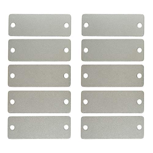 25 Pack Stainless Steel Blank Tags Rectangle Stamping Blanks with Two Holes