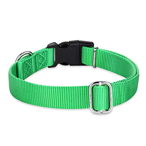 Hyhug Small Dog Collar Quick-Release Green| Heavy-Duty Nylon Puppy Collar, Adjustable & Durable Pet Supplies for Boy & Girl Dogs (Small, Lime Green) - color: Lime Green, size: Small