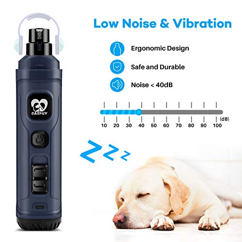 Casfuy Dog Nail Grinder with 2 LED Light - New Version 2-Speed Powerful Electric Pet Nail Trimmer Professional Quiet Painless Paws Grooming & Smoothing for Small Medium Large Dogs and Cats (Blue) - color: B-Blue