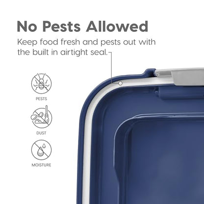 IRIS USA Dog Food Storage Container 30 lb + 11 lb, Stackable Combo Set, Airtight Pet Food Storage Bins with Wheels for Dog Cat Bird Chicken Food, BPA Free, Made in USA, Navy