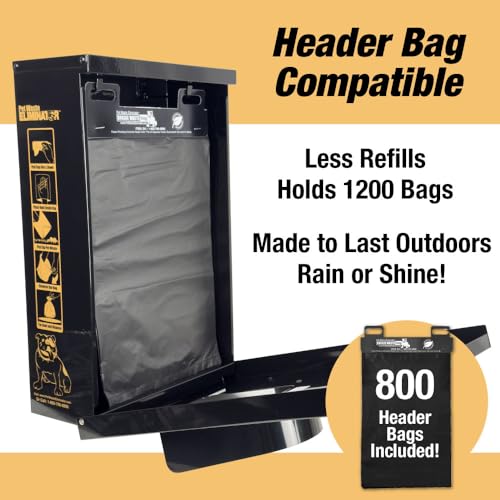 Dog Waste Station Dispenser Box - 800 FREE Dog Poop Bags- Made of Rustproof Aluminum - Pet Waste Bag Dispenser with Lock and Rainguard - For Commercial Use, Parks, Condos, HOA (Black) - color: B- Black