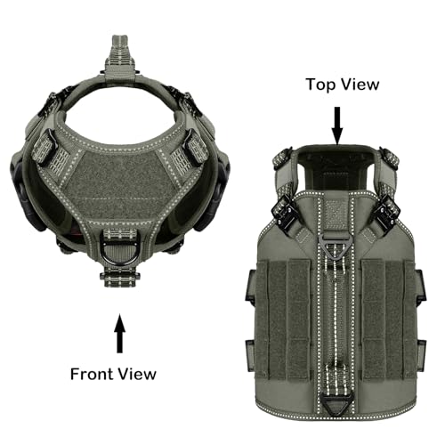 ICEFANG GN3 Tactical Dog Harness with 6X Quick Release Buckles,Molle Compatible Dog Vest,Adjustable Snug fit, Loop Panels for Dog Patch,No Pulling Front Leash Clip (X-Small (Pack of 1), Ranger Green) - color: Ranger Green, size: XS (Pack of 1)