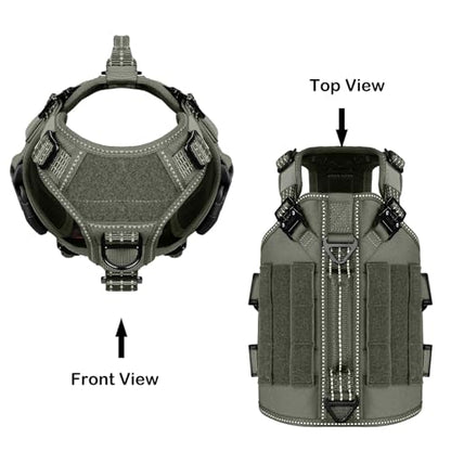 ICEFANG GN3 Tactical Dog Harness with 6X Quick Release Buckles,Molle Compatible Dog Vest,Adjustable Snug fit, Loop Panels for Dog Patch,No Pulling Front Leash Clip (X-Small (Pack of 1), Ranger Green) - color: Ranger Green, size: XS (Pack of 1)