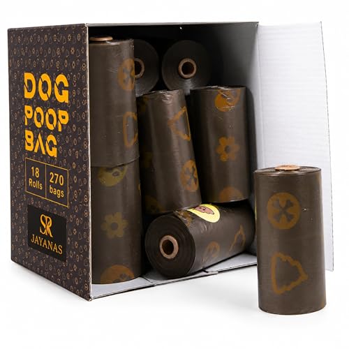 BPI Certified Compostable Dog Poop Bags, 18 Rolls 270 Bags, Coffee-Scented Extra Thick Leak-Proof Waste Bags, Meets ASTM D6400 Standard