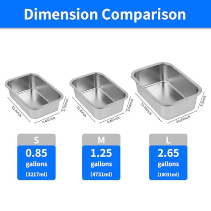 Ohtomber Stainless Steel Dog Bowl - 2.65 Gallons Metal Large Pet Dog Water & Food Bowl, Outdoor Feeder Water Trough Dish Plate for Cat, Big, Extra Large Breed - size: 2.65 gallons