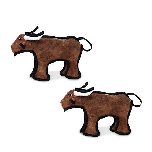 TUFFY® : 2 Pack Jr Bull Dog Toy: Ultra Durable Plush Toy with Multiple Layers & Reinforced Seams, Washable and Floats, Original Construction - color: 2PK Brown Jr Bull