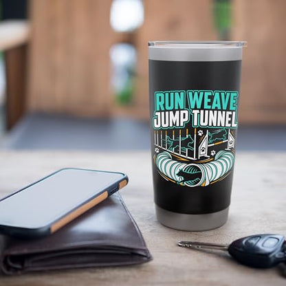 Run Weave Jump Tunnel Dog Agility Stainless Steel Insulated Tumbler - color: Black