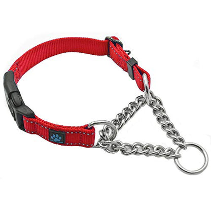 Max and Neo Stainless Steel Chain Martingale Collar - We Donate to a Dog Rescue for Every Collar Sold (Small, RED) - color: RED, size: Small
