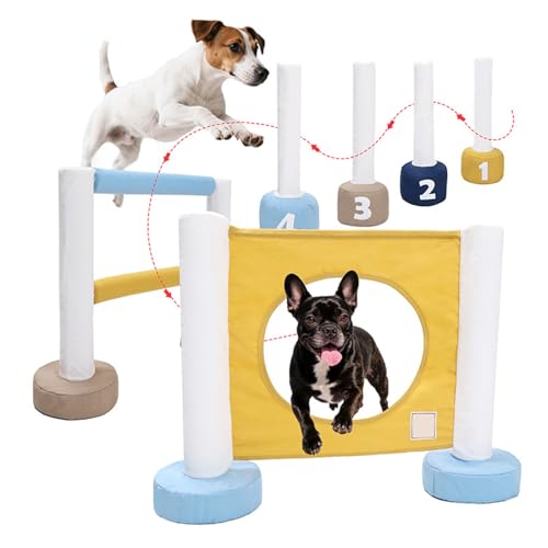 Dog Agility Equipment Set with Obstacles Hurdles Poles Accessories for Backyard or Outdoor Indoor Use