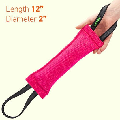 Viper Heavy Duty French Linen Dog Bite Tug Toy - K9 Trainer, Tough and Durable for Dogs Shutzhund IPO K-9 - Pink - 12in L x 2in W - color: Pink, size: 12in L x 2in W