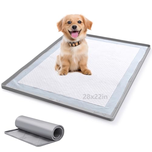 ondware Dog Pee Pad Holder,Silicone Indoor Dog Potty Tray,28x22 in,Gray,Thickened Material,Raised Edge Mat,Completely Leak-Proof, Effectively Protect the Floor, Portable Multi-Use Design. - size: 28x22 in