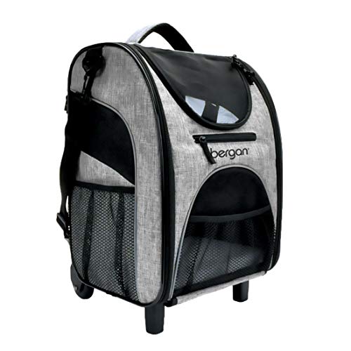 Coastal Bergan Rolling Pet Carrier - Travel Carrier Bag for Dogs and Cats with Mesh Windows and Shoulder Strap - Approved on Most Airlines - Heather Grey - 11.5" x 11.75" x 18.5"