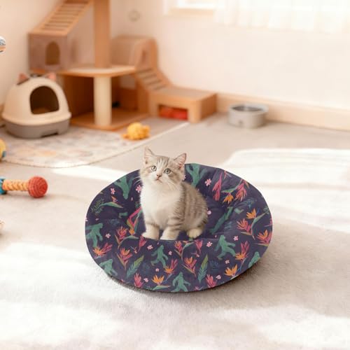 Pet Bed Ape-Man Orchid Green Cat Snuggler Soft Winter Cushion, Cozy Round Bolster Nest for Indoor Kittens & Small Pets 15" - size: X-Small