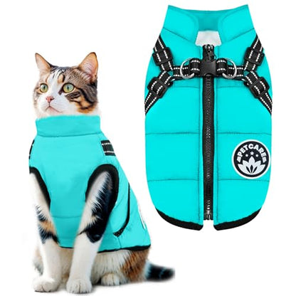 PETCARE Winter Dog Coat with Harness Built in Waterproof Dog Jackets Warm Pet Fleece Vest Windproof Snow Jacket Snowsuit Reflective Dogs Cold Weather Coats for Puppy Small Medium Large Dogs Cats - color: Blue, size: S(Chest 12.6" Suggest 2-3 lbs)