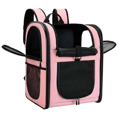 Apollo Walker Dog & Cat Carrier Backpack for 4-18lb Pets - Ventilated Safe Design with Padded Back Support, Breathable Mesh Pet Backpack for Hiking, Travel, Outdoor (Pink) - color: Pink