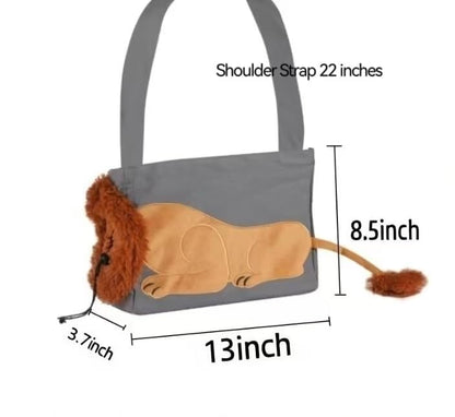Hands Free Cat Dog Carrier, Lion Breathable Mesh Sling | Canvas Cotton Soft Safety Harness Walking Travel Hiking Vet Visits Small Dogs Kitten Pet Bag - color: off-white