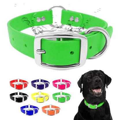 Regal Dog Products Small Light Green Dog Collar with Heavy Duty Double Buckle & D Ring Vinyl Coated, Custom Fit, Adjustable Biothane Dog Collar | Chew Resistant Waterproof Center-Ring Collar for Dogs - color: Green, size: Small