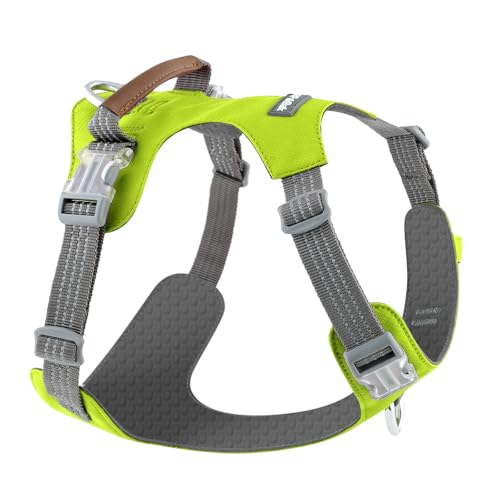 No Pull Dog Harness – Adjustable Reflective Nylon Vest for Small Medium Large Dogs, Escape Proof Training Harness with Leather Control Handle, Lightweight Aluminum Hardware (Green, XL) - color: Green, size: XL