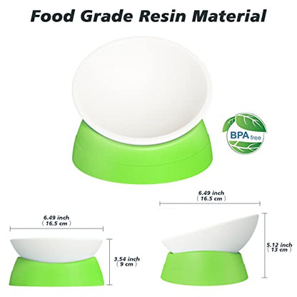 Elevated Cat Bowl, Adjustable Raised Slanted Food Bowl for Cats and Small Dogs, Wide Shallow PP Dish with TPR Non Slip Base, Whisker Friendly, 17 oz - color: Milky White, Light Green