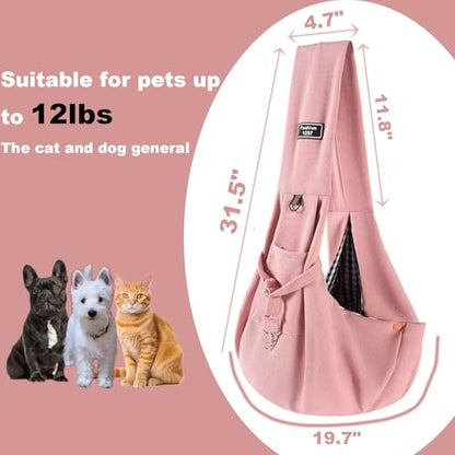 Dog Slings for Small Dogs,Soft and Breathable Waffle Fabric,Puppy Essentials,Reversible Dog Sling with Organizer Pocket,Suitable for Small Dogs and Cats,Pink - color: pink