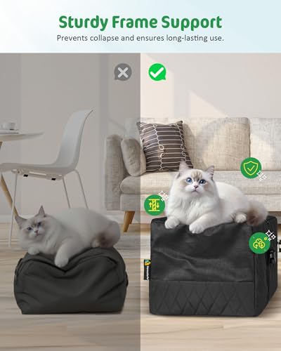 Airline Approved Dog Cat Carrier for Small Dogs & Cats up to 15 lbs, TSA Travel Crate with Safety Zippers, Soft Sided Cat Carrier with Collapsible Bowl, Portable Foldable Puppy Bag