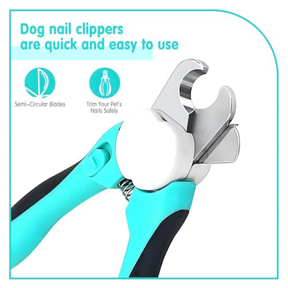 VIWIK 2 in 1 Dog Nail Trimmers with LED Light for Bloodline, Dog Comb, Dog Nail Clippers with Quick Sensor & Safety Guard to Avoid Overcutting, Cat Puppy Claw Clipper for Grooming with Nail File Blue - color: Black+Aqua