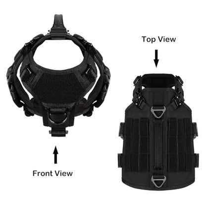 ICEFANG GN3 Tactical Dog Harness with 6X Buckle,Dog Molle Vest with Handle,3/4 Body, Hook and Loop Panel for ID Patch,No Pulling Front Clip (X-Small (Pack of 1), Black) - color: Black, size: XS (Pack of 1)