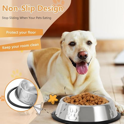 Stainless Steel Dog Bowl, 4 Pack Metal Cat Bowls for Food and Water, Non-Slip Pet Feeding Dish Bowl with Rubber Base for Cats Puppy Small Medium Dogs - size: 16oz 4 pack