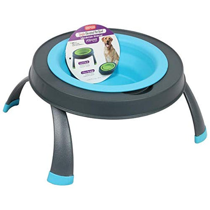 Dexas Popware for Pets Single Elevated Pet Feeder, Small, Gray/Blue - color: Gray/Blue, size: Small/1.5 Cup Capacity