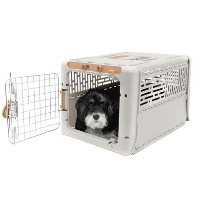 SportPet Designs Collapsible X-Small Pet Travel Carrier (Tan), Hard-Sided Kennel for Small Dogs, Puppies, Cats, Kittens, Animals up to 20lbs, Washable Home & Outdoor Pet Crate, 19.6"L x 13.5"W x 12"H - color: 19" X-Small (Tan)