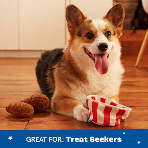 Barkbox 2 in 1 Interactive Plush Dog Toy - Rip and Reveal Toy for Dogs and Puppies - Stimulating Squeaky Pet Toys | Bucket o' Fried Licken - color: Bucket o’Fried Licken