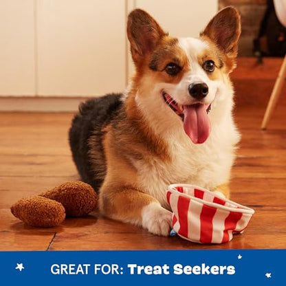 Barkbox 2 in 1 Interactive Plush Dog Toy - Rip and Reveal Toy for Dogs and Puppies - Stimulating Squeaky Pet Toys | Bucket o' Fried Licken - color: Bucket o’Fried Licken