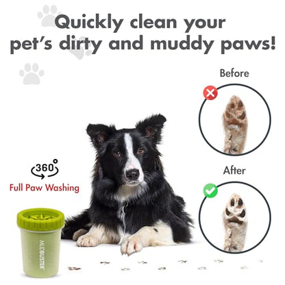 Dexas MudBuster Medium Dog Paw Cleaner, Green, Fits 1.5"-2.5" Wide Paws, Gentle Silicone Bristles for Quick, Easy Cleaning - color: Green, size: Medium without Lid