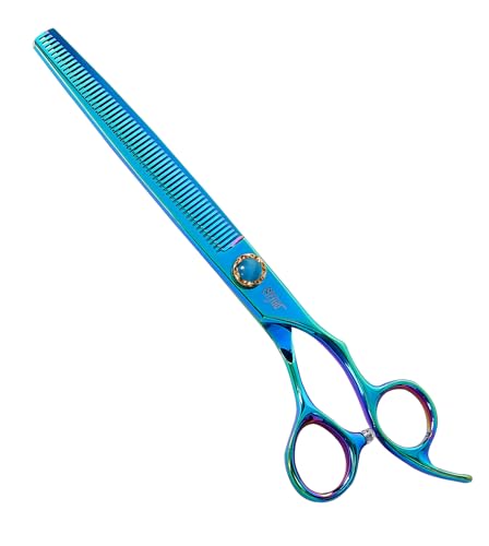 7.5'' Dog Thinning Scissors for Grooming 440C Stainless Steel Green Professional Pet Trimming Scissors Sharp Blades Cutting for Dogs and Cats Shears - style: Thinning