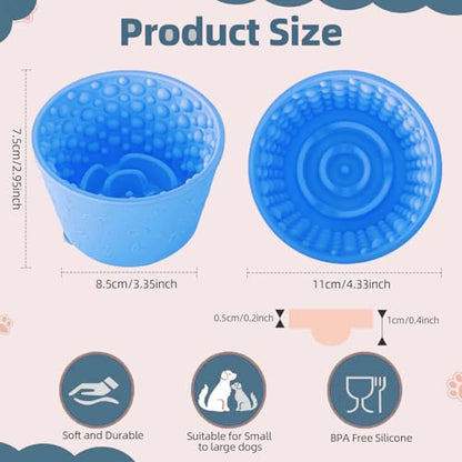 Dog Slow Feeder Lick Bowl, Non-Slip Licking Treat Dispenser, Slow Feeder Dog Bowls for Small Medium Large Breed Dogs, Anxiety Relief & Anti-Choking, BPA Free Silicone (Light Blue, 1.6 Cup) - color: Light Blue