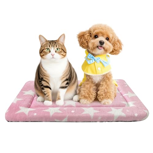 Dog Bed Mat – Soft & Comfortable Dog Kennel Pad for Crate – Durable Crate Bed & Mat for Dogs & Cats – Ideal for Crate, Kennel, and Home Use (Big&Little Stars Pink, S(24"*18"*1.5")) - color: Big&Little Stars Pink, size: S(24"*18"*1.5")