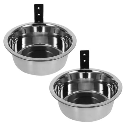 HANABASS Wall Mounted Elevated Dog Bowl Set 8-Inch Stainless Steel Raised Pet Feeding Station for Small to Medium Dogs with Food and Water Bowls