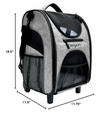 Coastal Bergan Rolling Pet Carrier - Travel Carrier Bag for Dogs and Cats with Mesh Windows and Shoulder Strap - Approved on Most Airlines - Heather Grey - 11.5" x 11.75" x 18.5"