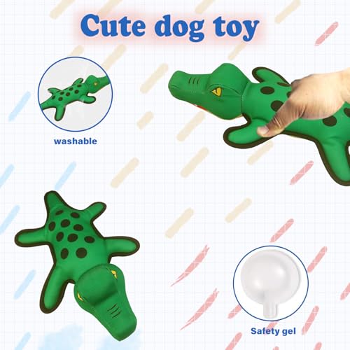 WOWBALA Dog Squeaky Toys,Puppy Teething Toys for Small Medium Dogs | Crocodile Stuffed Animals Dog Toys for Boredom and Stimulating to Keep Them Busy - color: Olive Green