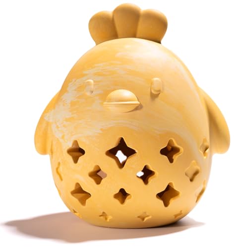 MewaJump Stuffed Dog Toy Treat Dispenser Dog Toy Puzzle Rubber Chew Toys Treat Food Dispensing Toys for Teeth Cleaning Ball Interactive Enrichment Toys for Puppy, Small, Medium, Large Breeds - color: yellow hen