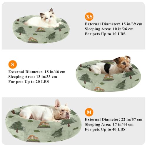 Calming Dog Bed for Small Dogs & Cats Plush Washable Donut Bed | Trees 13" Anti Anxiety Round Pet Bed with Raised Rim, Warm & Anti-Slip Cushion for Indoor Pets - size: 13 inch