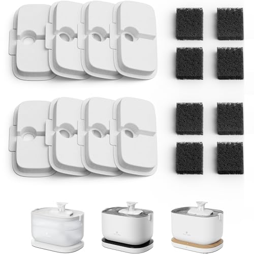 PETLIBRO Replacement Filters for Dockstream Cat Water Fountain PLWF106/PLWF116/PLWF115/PLWF105/PLWF005, 4 Months Set of Replacement Filters for Ultra Quiet Cat Fountain, 8 Count for Pet Water Fountain - color: White, size: 8 Filters