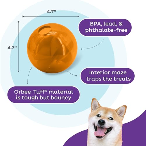 Outward Hound Orbee-Tuff Mazee Interactive Dog Puzzle Toy, Treat Dispensing Slow Feeder Ball, Orange, 4.7-Inch - color: Orange