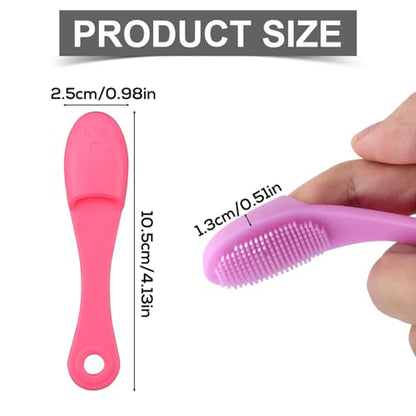 4 Pcs Cat Chin Brushes, Soft Silicone Manual Facial Cleansing Scrubber Cats Chin Cleaner Dog Finger Toothbrush Pet Tooth Brush with Improved Design for Dogs Cats Puppies Chin Cleaning Dental Care