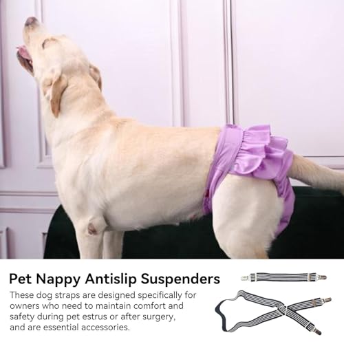 2PCS Adjustaeble Dog Nappy Suspenders - Anti-Slip DiaHolder Straps | Secure Pet DiaKeefor Female Dogs, Dog Dresses, - color: L