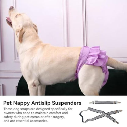 2PCS Adjustaeble Dog Nappy Suspenders - Anti-Slip DiaHolder Straps | Secure Pet DiaKeefor Female Dogs, Dog Dresses, - color: L