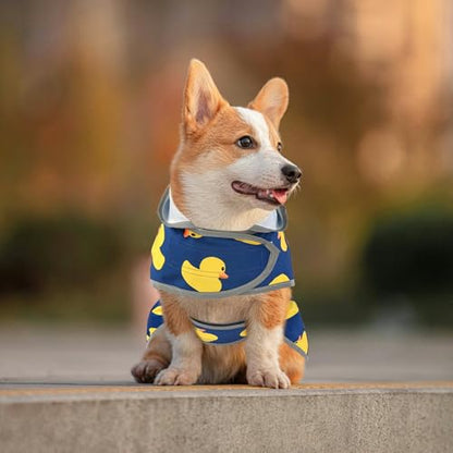 Dog Raincoat for Medium Dogs Waterproof Jacket Hooded Rain Coats with Reflective Strips Leash Hole & Poncho Adjustable Fit (Duck,M) - color: Blue Duck, size: Medium