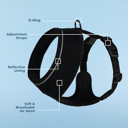 Best Pet Supplies Voyager Aerolite Over the Head Dog Harness, No Pull Breathable Air Mesh Vest, Quick Dry with Reflective Stitching, Adjustable Escape Resistant Harness - Black, Small - color: Black, size: S