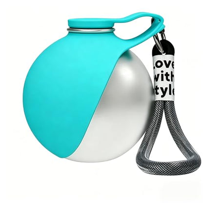 2-in-1 Portable Dog Water Bottle with Bowl, 10oz Stainless Steel Travel Pet Water Dispenser, No-Spill Leak-Proof Design with Silicone Bowl, Perfect for Walking, Hiking, and Travel (Blue A) - color: Blue A